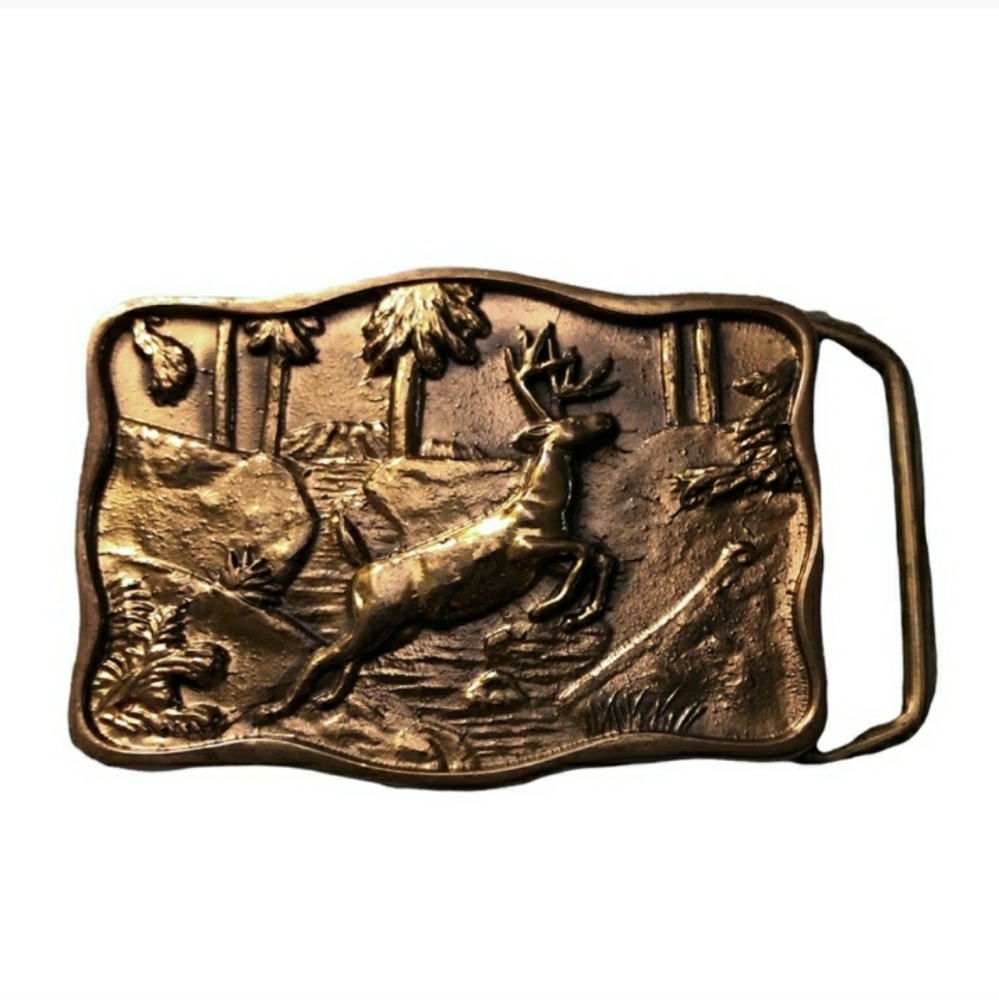 Bts Brass Work Solid Brass Belt Bucklevintage! St… - image 1